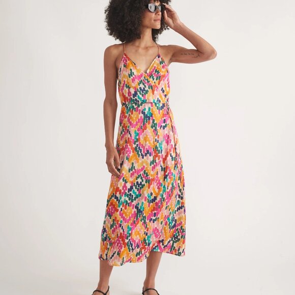 NWT Marine Layer 100% Lyocell Archive Emma Wrap Dress Bright Watercolor XS - Picture 11 of 11